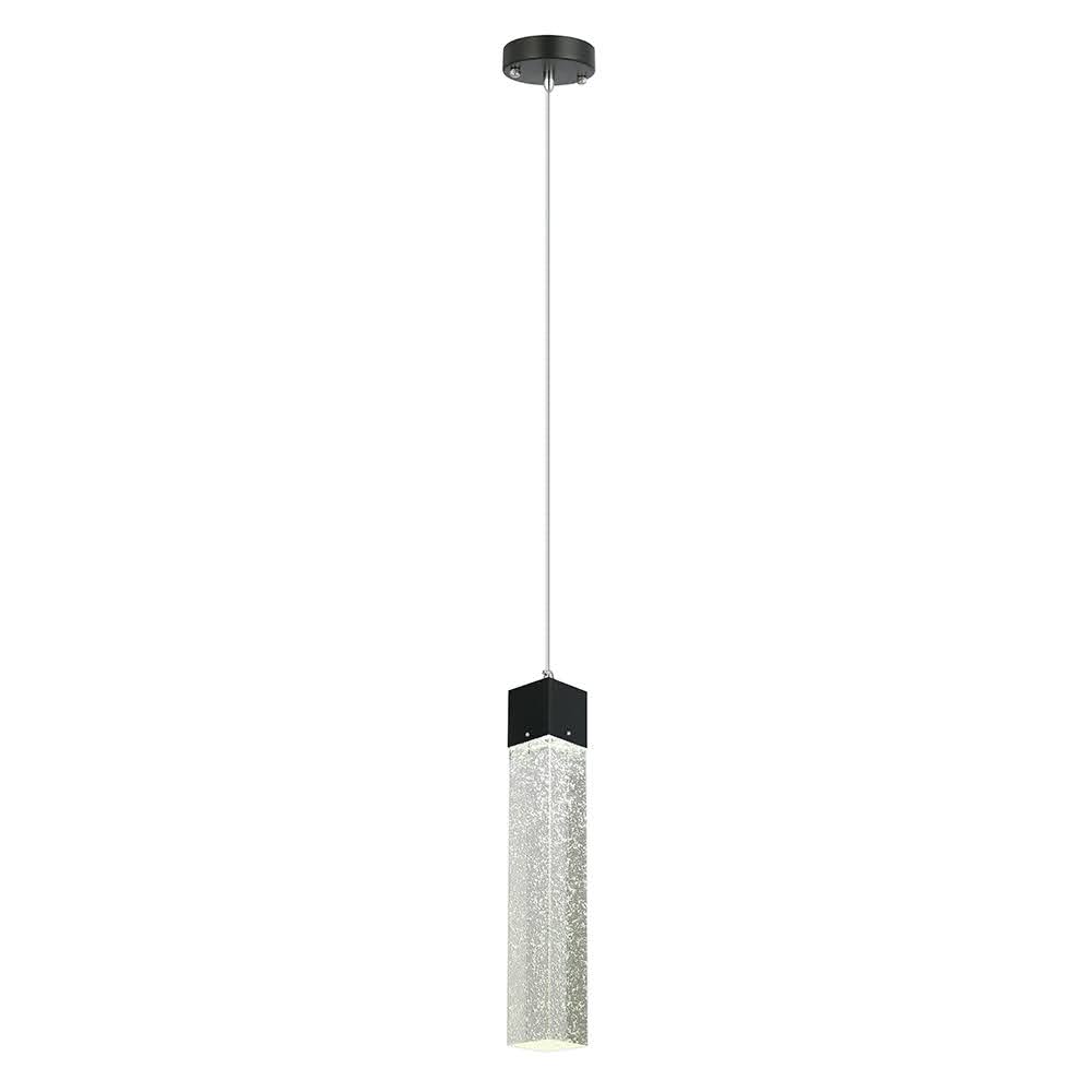 Candil Colgante Negro Cristal 1 Luz Cuadrado