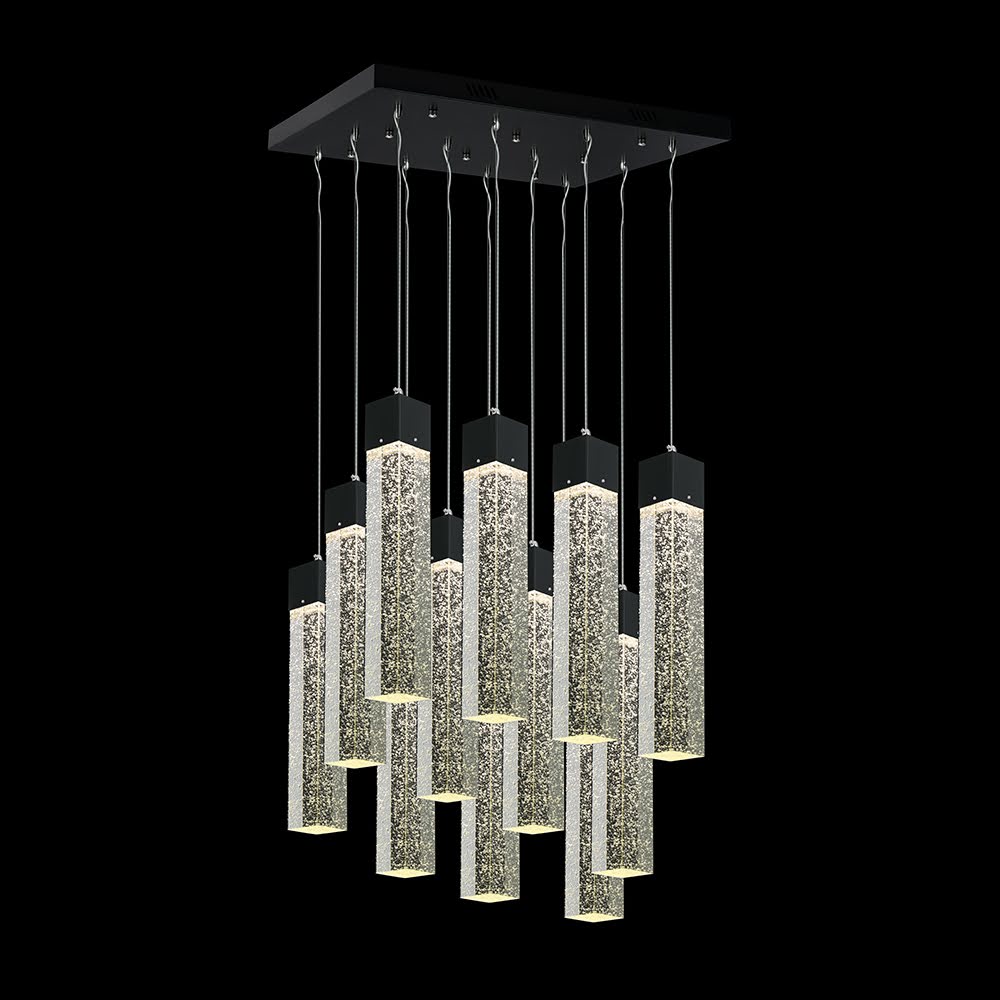 Candil Colgante Negro Cristal 12 Luces Cuadrado - Image 2