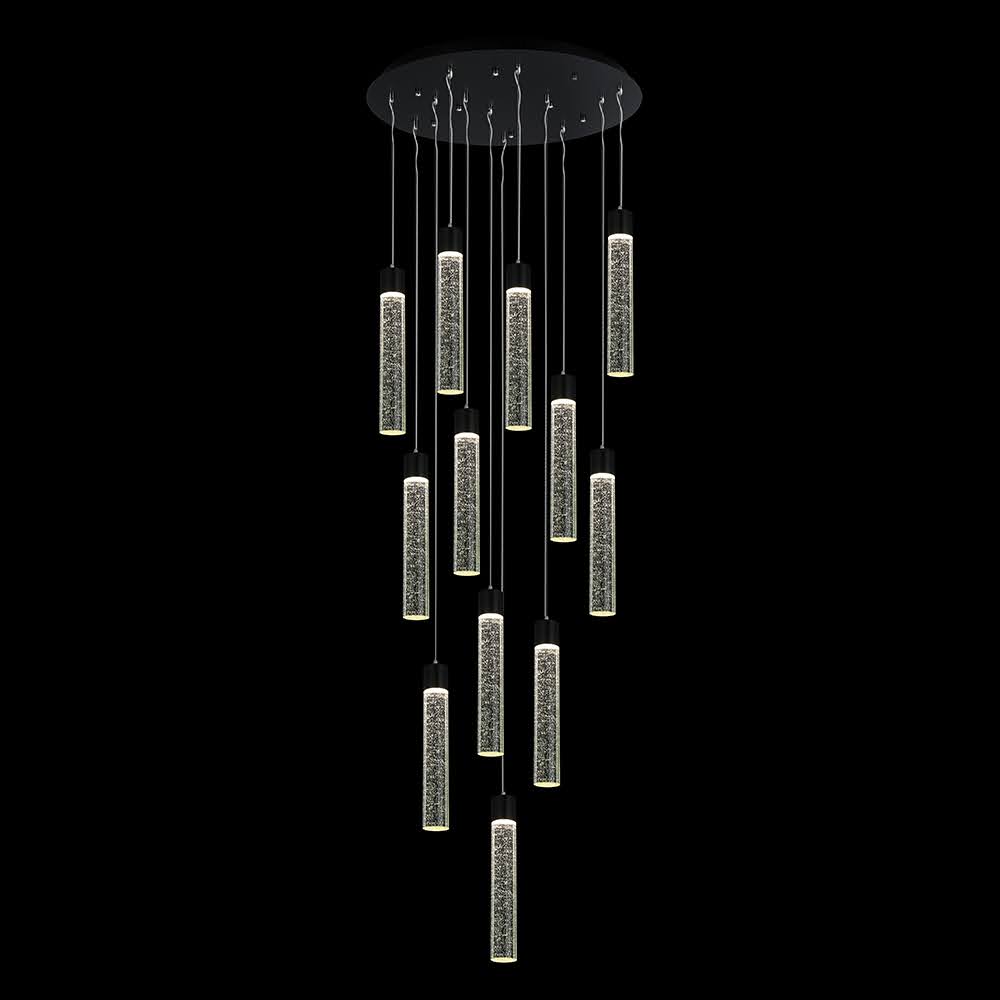 Candil Colgante Negro 12 Luces Cilindro - Image 2