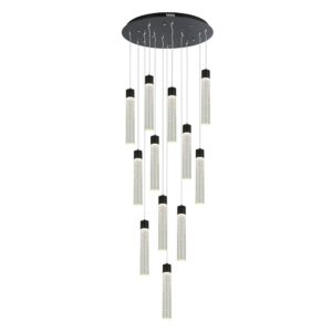 Candil Colgante Negro 12 Luces Cilindro