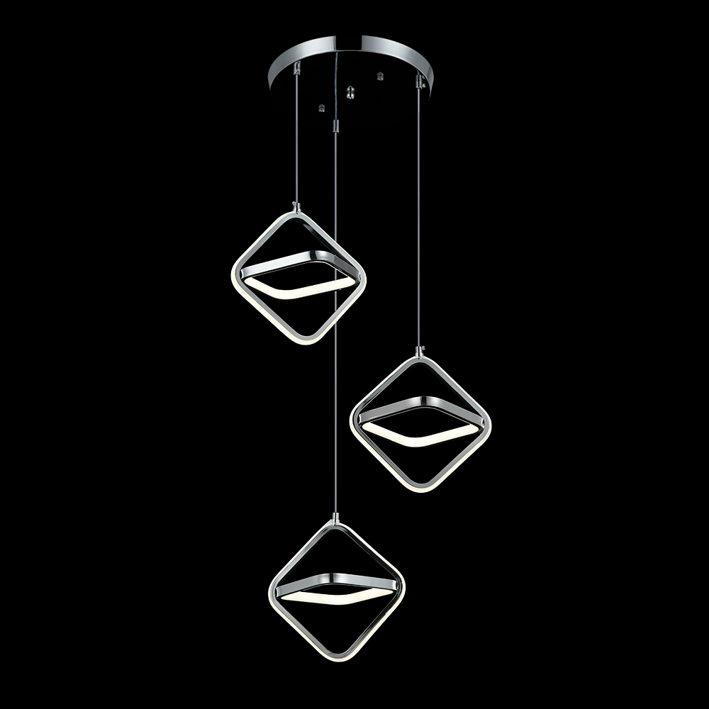 Candil Colgante Rombo De 3 Luces Cromado.