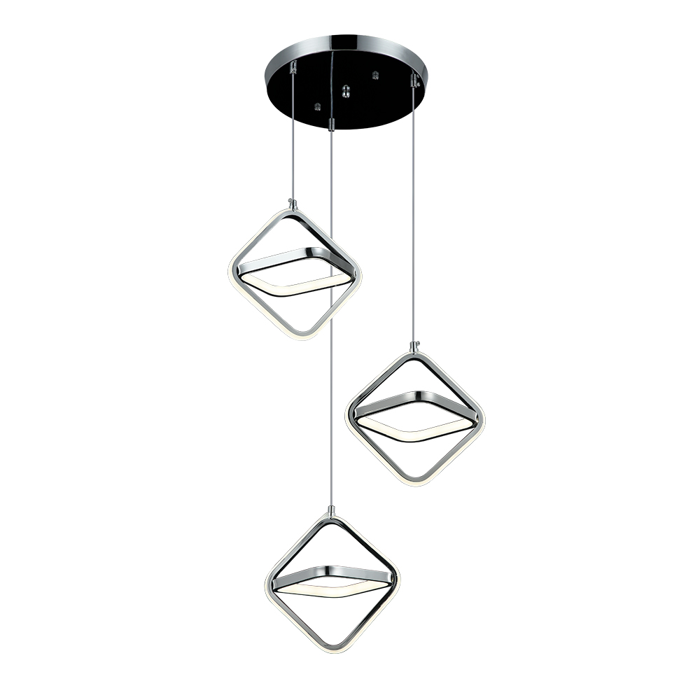 Candil Colgante Rombo De 3 Luces Cromado. - Image 2