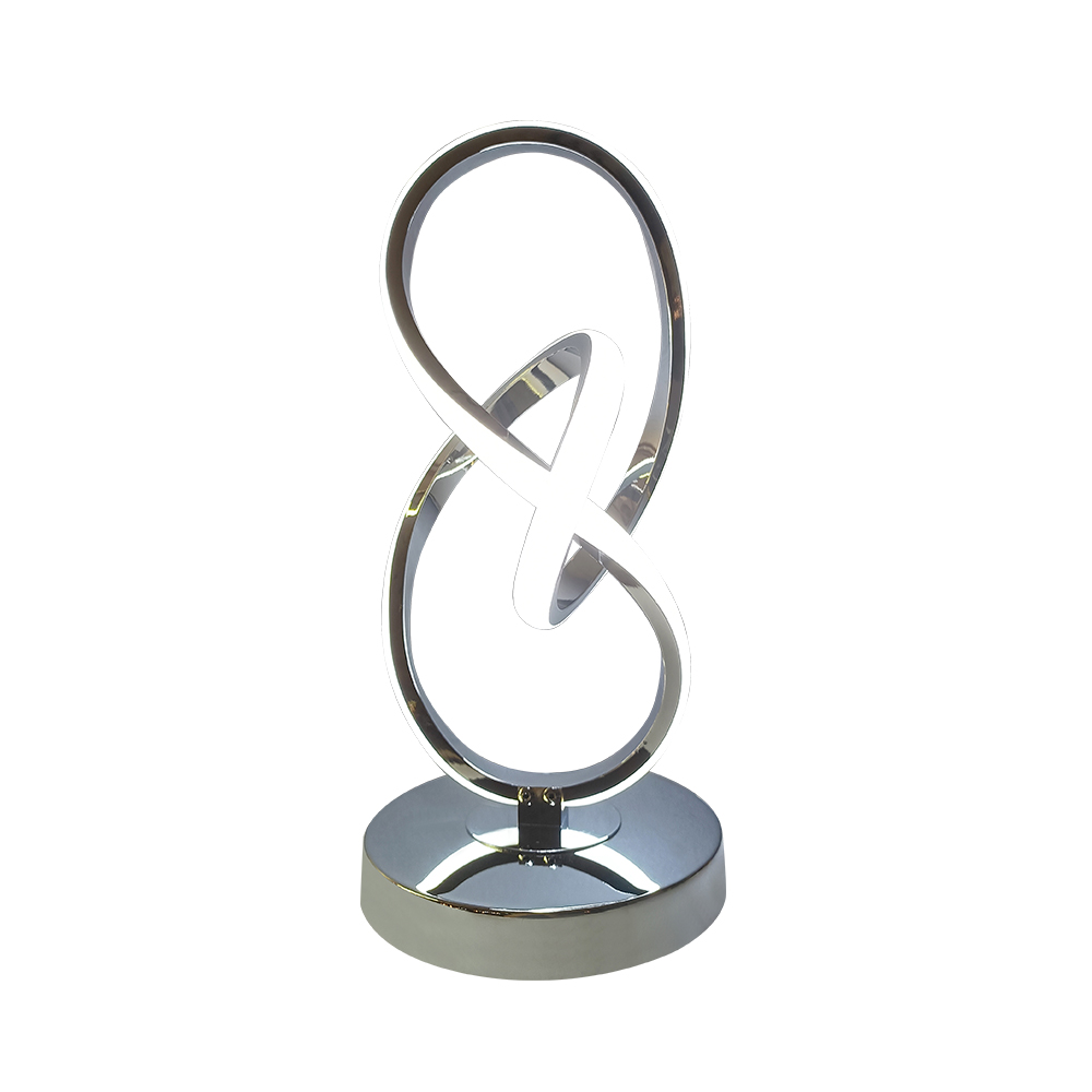 MiniSun - Lámpara De Mesa Moderna Táctil Cromada - Pantalla De Tela