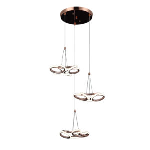 Lampara De Flor Led Rosa Dorado 3 Luces
