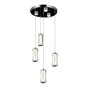 Candil Colgante De Rectángulos De Cristal 4 Luces